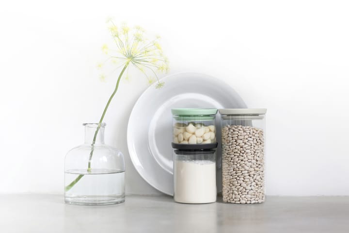 3 botes de cristal Brabantia, negro-gris-verde Brabantia