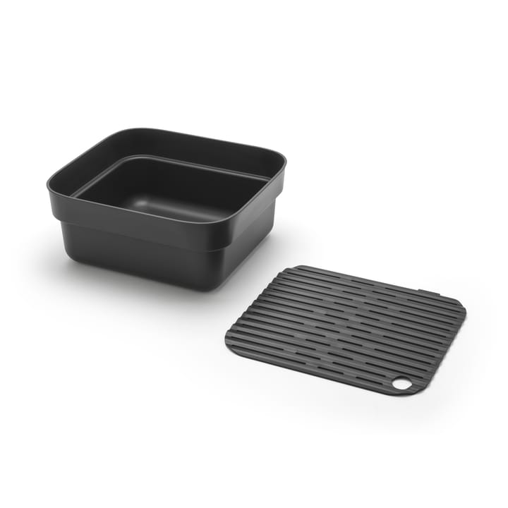 Bol para fregar a mano con bandeja de secado Sinkside 34x37 cm, gris oscuro Brabantia