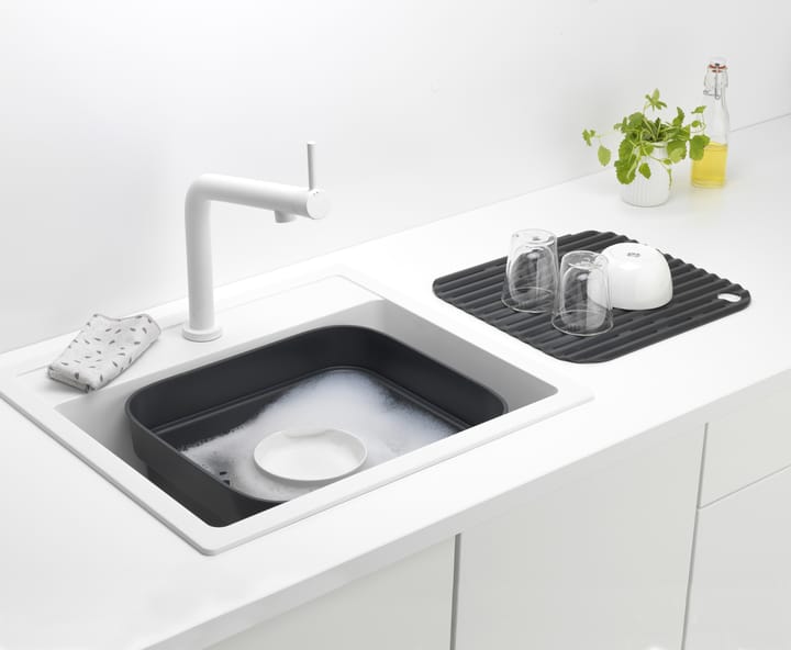 Bol para fregar a mano con bandeja de secado Sinkside 34x37 cm, gris oscuro Brabantia