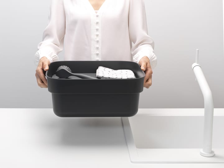Bol para fregar a mano con bandeja de secado Sinkside 34x37 cm, gris oscuro Brabantia
