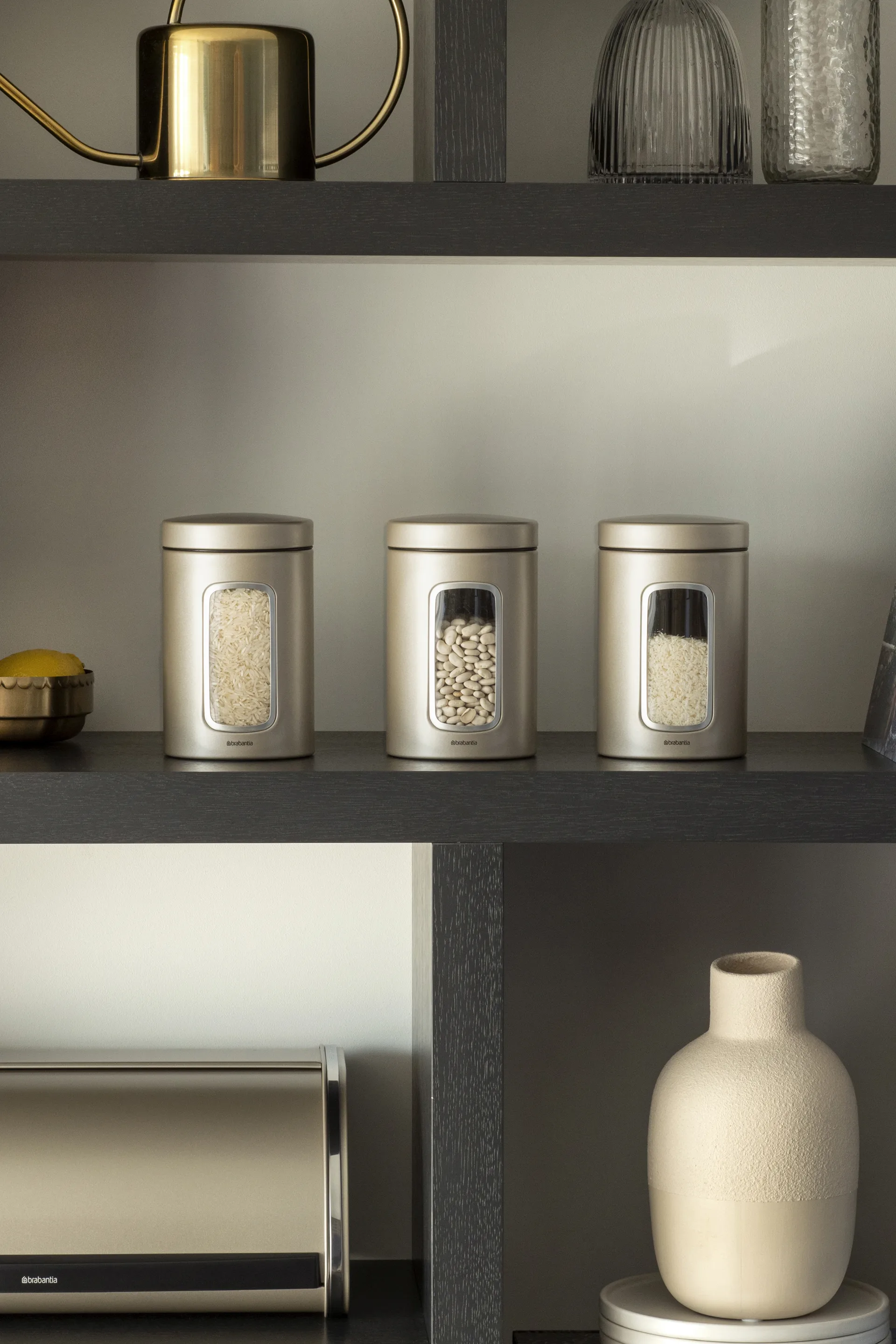 Bote con ventana Brabantia 1,4 L, Metallic Gold Brabantia