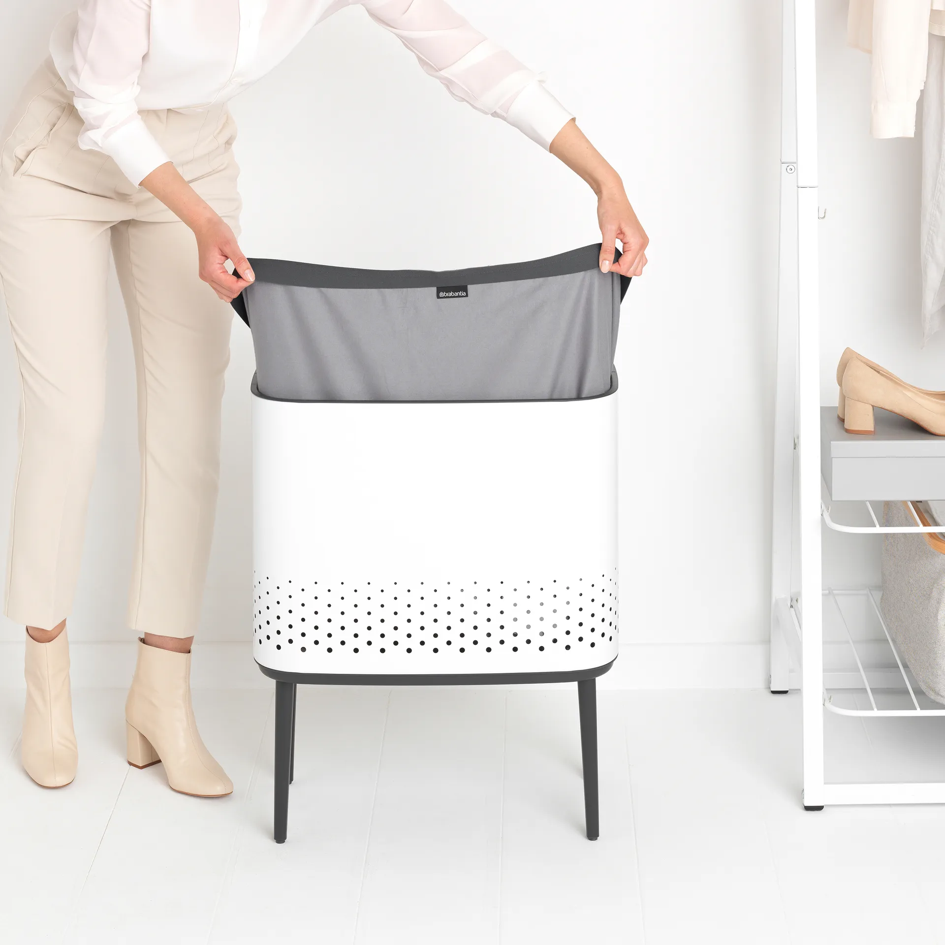 Cesto de la ropa Bo 60 L, blanco Brabantia