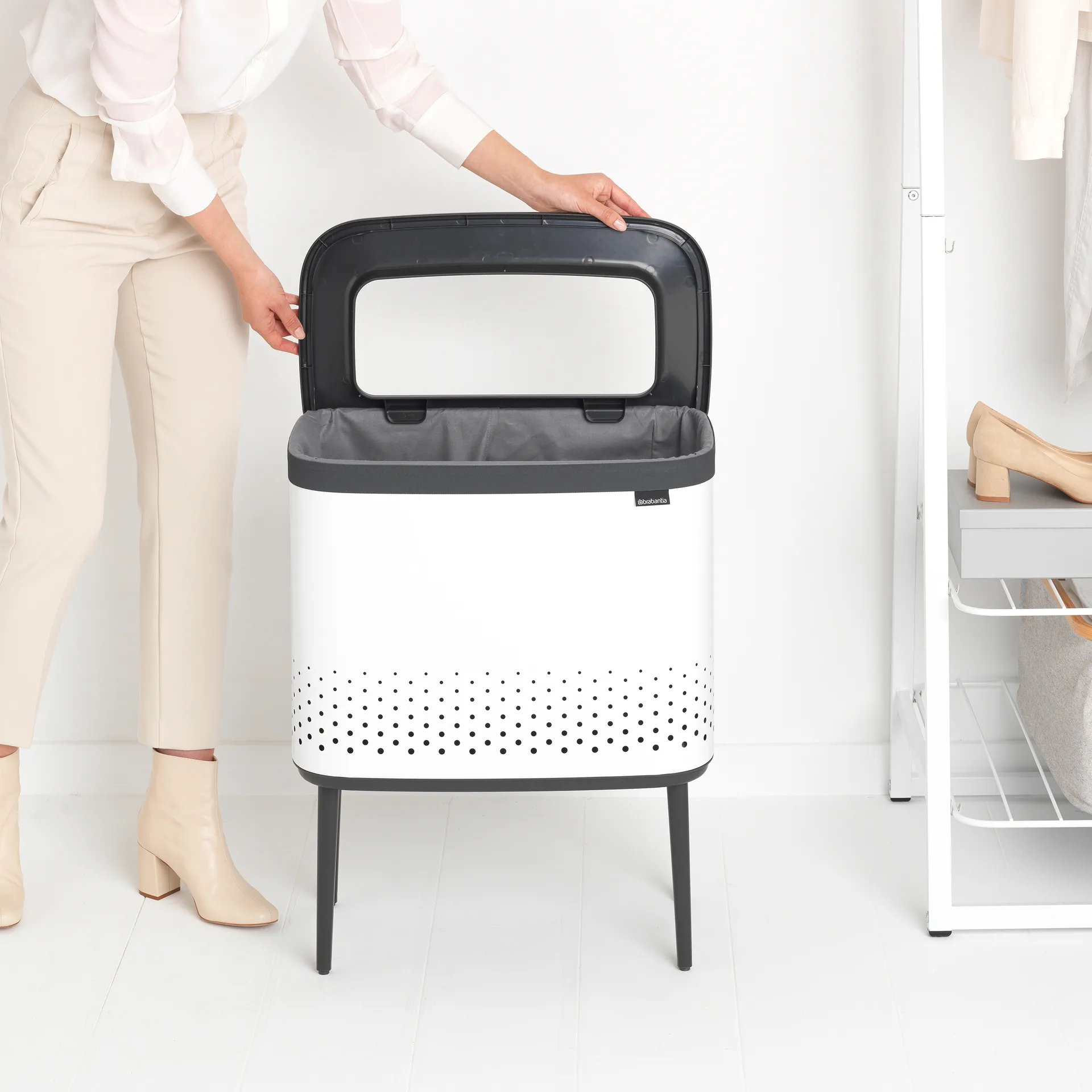 Cesto de la ropa Bo 60 L, blanco Brabantia