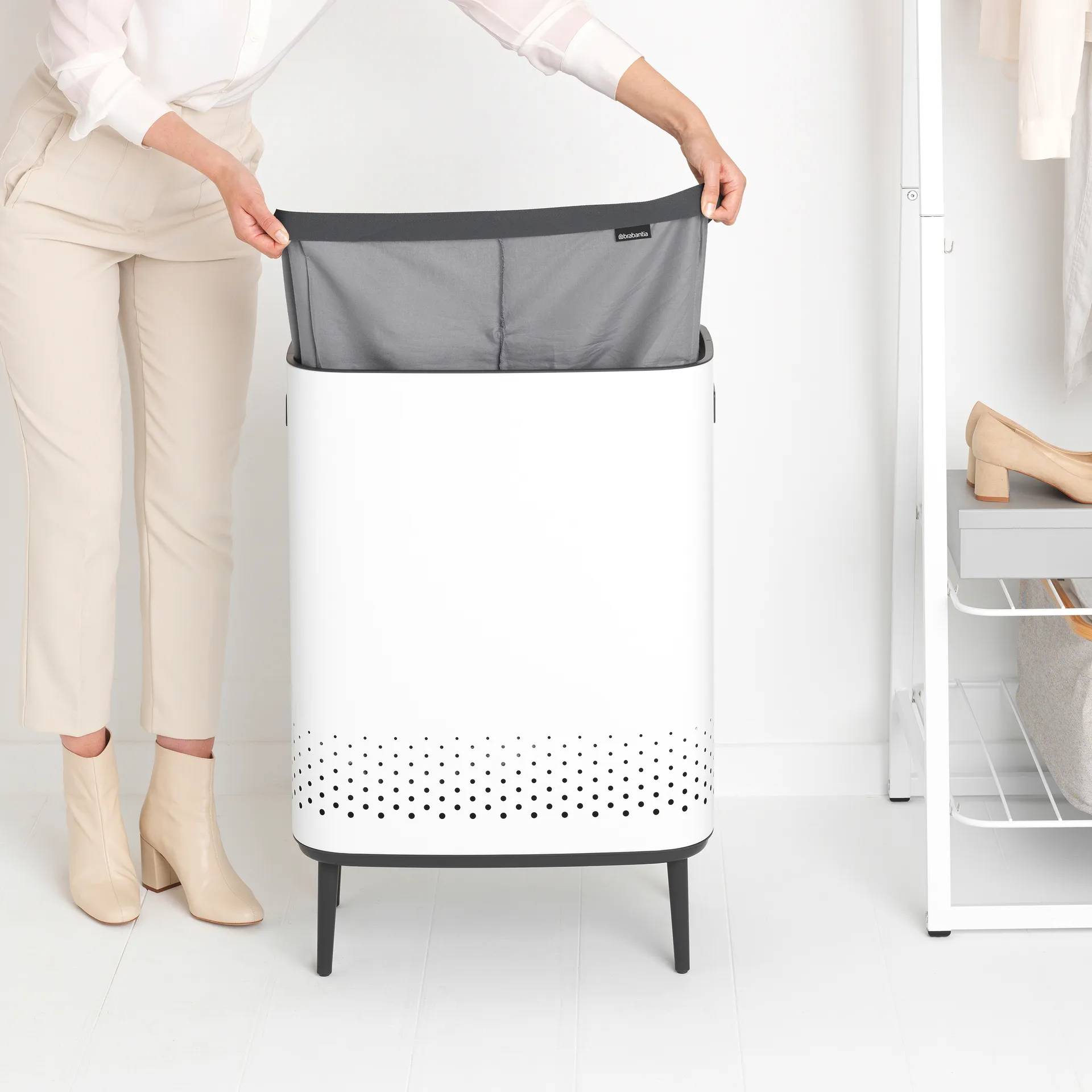 Cesto de la ropa Bo high 2x45 L, blanco Brabantia