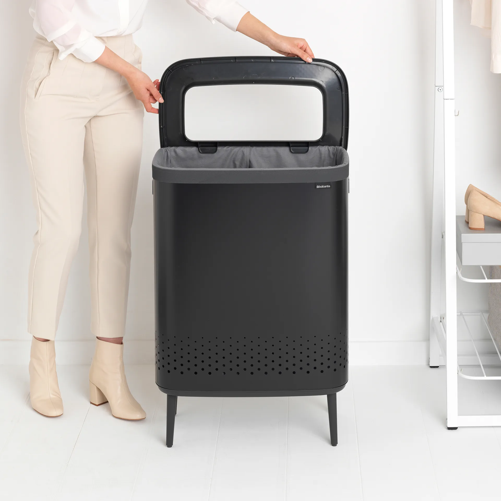 Cesto de la ropa Bo high 2x45 L, negro mate Brabantia