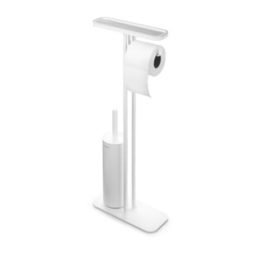 Soporte papel higiénico y escobilla con estante MindSet - Mineral Fresh White, silicone - Brabantia
