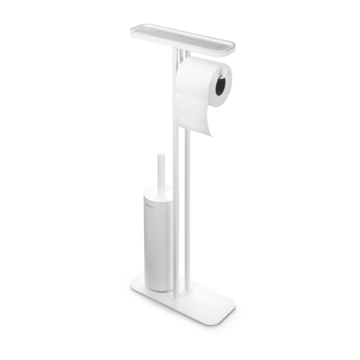 Soporte papel higiénico y escobilla con estante MindSet, Mineral Fresh White, silicone Brabantia