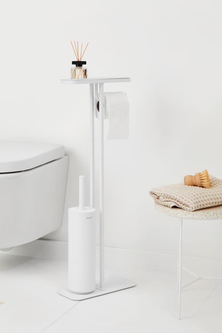 Soporte papel higiénico y escobilla con estante MindSet, Mineral Fresh White, silicone Brabantia