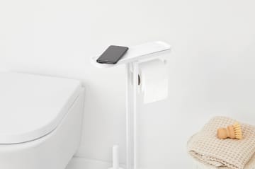Soporte papel higiénico y escobilla con estante MindSet - Mineral Fresh White, silicone - Brabantia