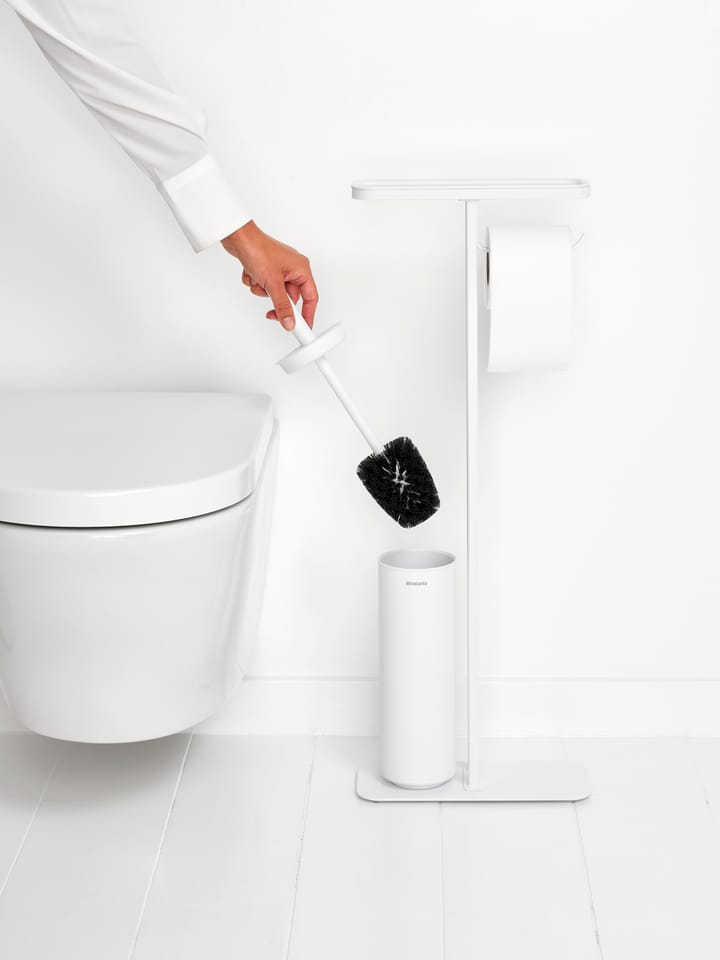 Soporte papel higiénico y escobilla con estante MindSet, Mineral Fresh White Brabantia