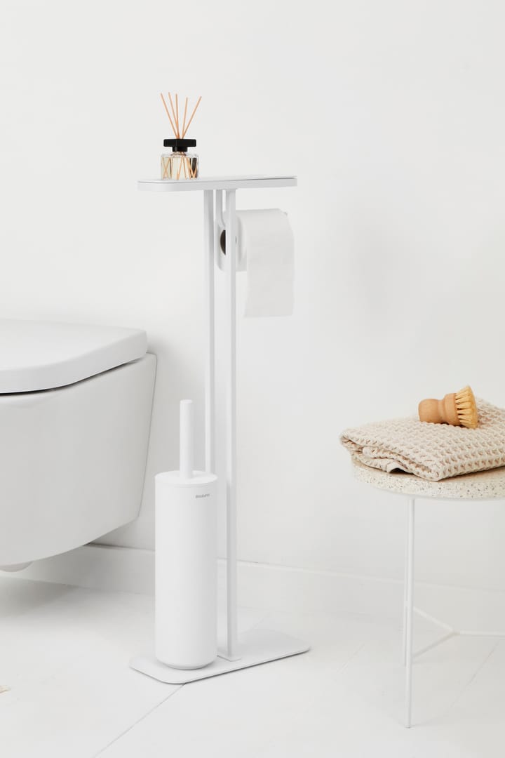 Soporte papel higiénico y escobilla con estante MindSet, Mineral Fresh White Brabantia