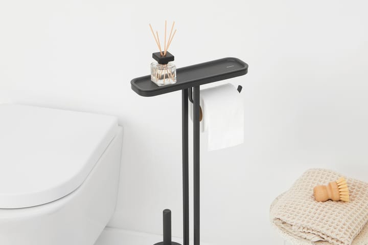 Soporte papel higiénico y escobilla con estante MindSet, Mineral Infinite Grey, silicone Brabantia