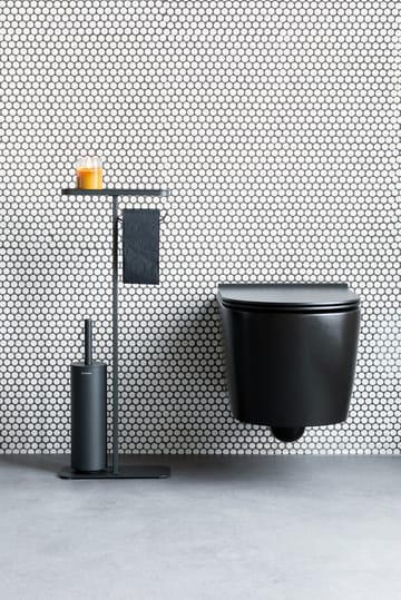Soporte papel higiénico y escobilla con estante MindSet - Mineral Infinite Grey, silicone - Brabantia