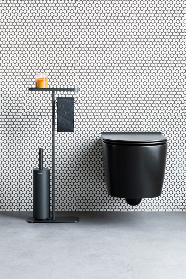 Soporte papel higiénico y escobilla con estante MindSet, Mineral Infinite Grey, silicone Brabantia