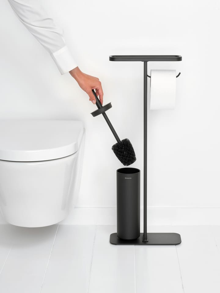 Soporte papel higiénico y escobilla con estante MindSet, Mineral Infinite Grey Brabantia