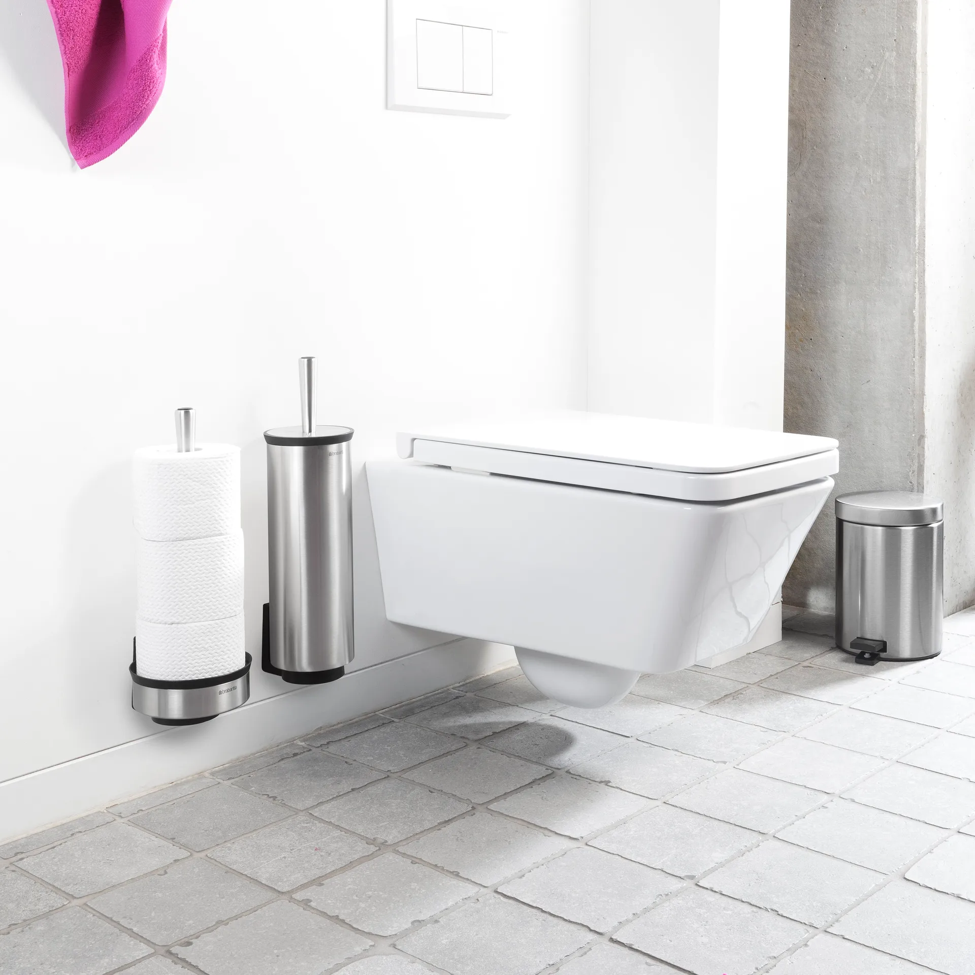 Soporte portarrollos baño Profile, acero mate Brabantia