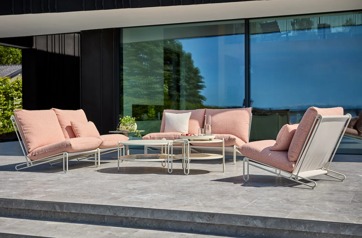 Butaca lounge Blixt, Pearl white-teddy orange Brafab