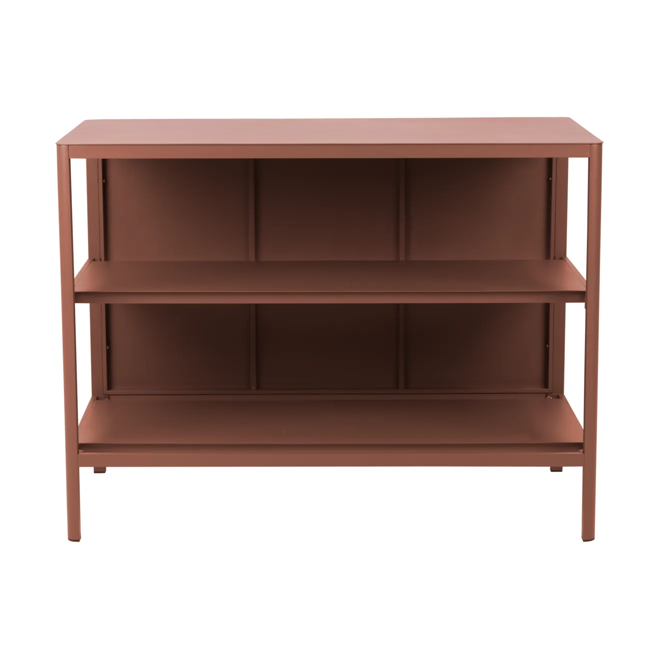 Kelia cocina de exterior con banco y estantes, Zin red, 121x91x64 cm Brafab