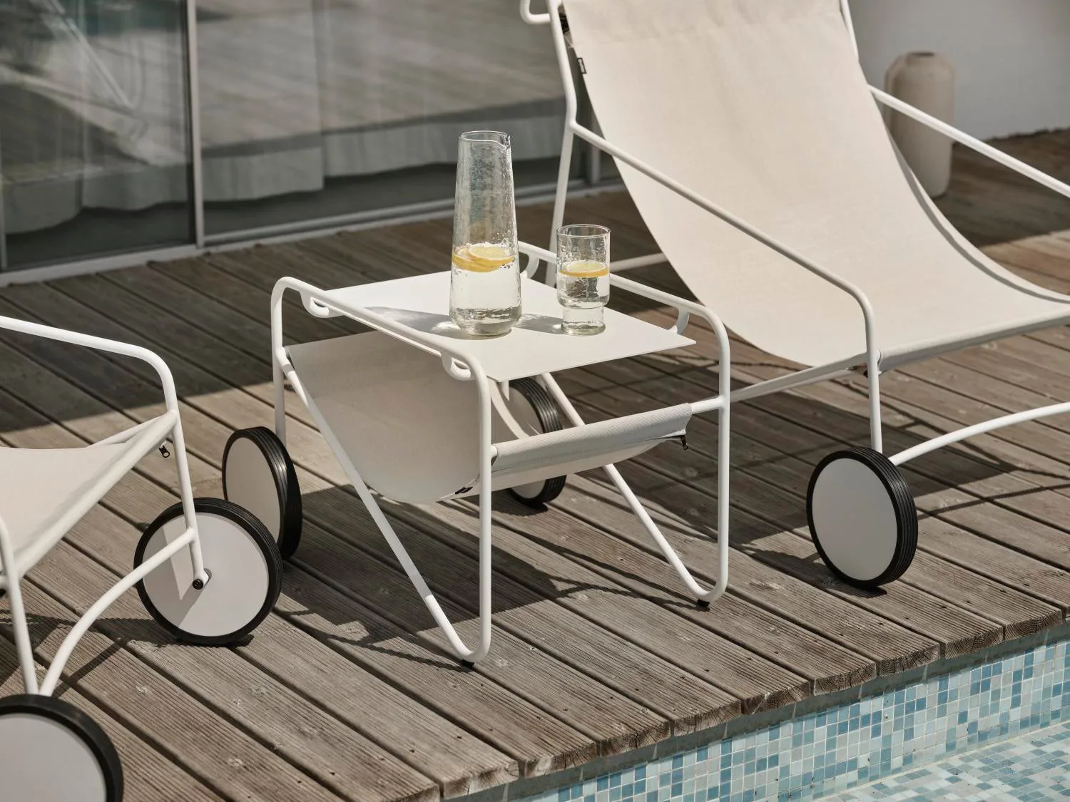 Mesa auxiliar Poul Table, White-off white, 72x44 cm Brafab