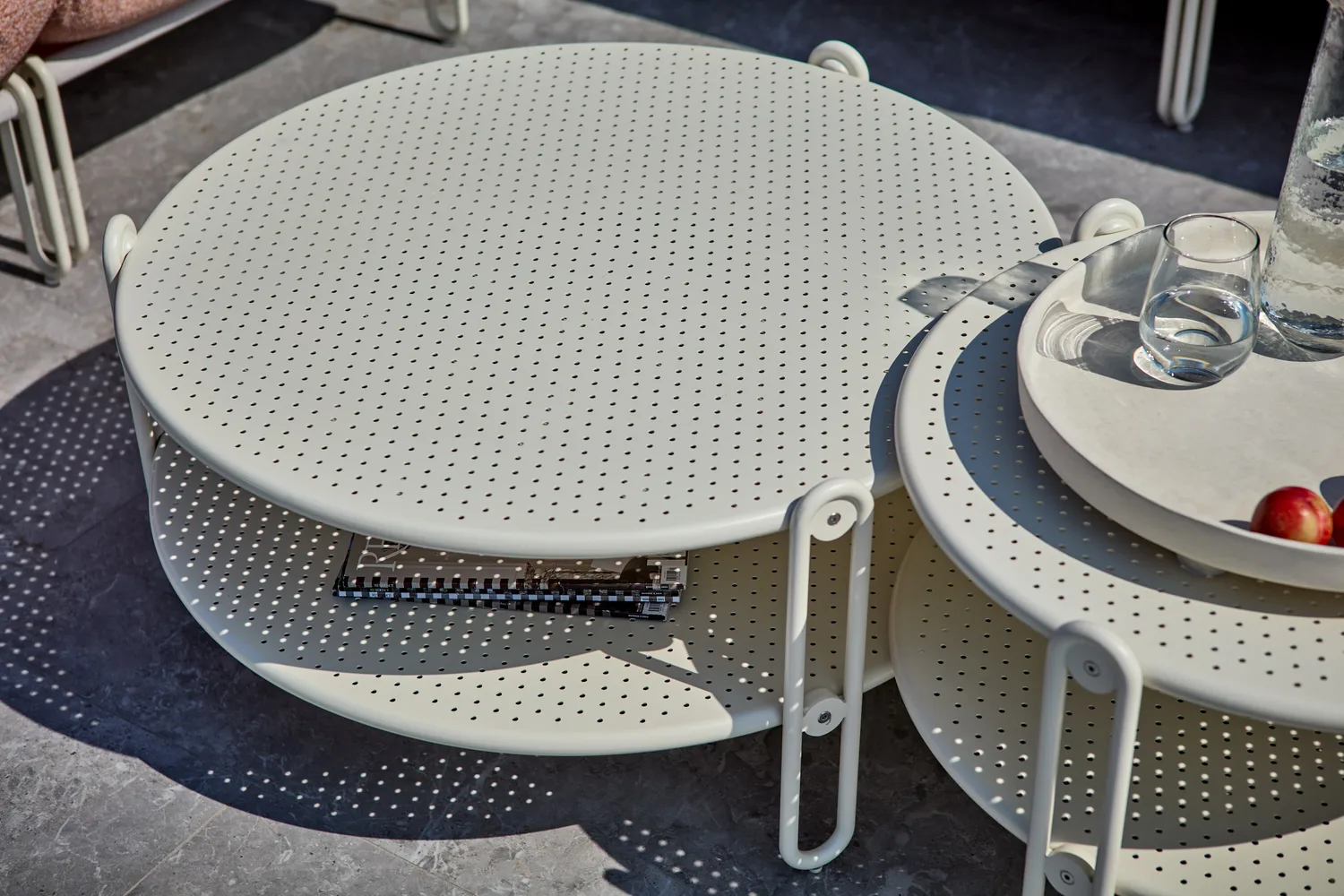 Mesa de centro Blixt, Pearl white, Ø65 cm Brafab