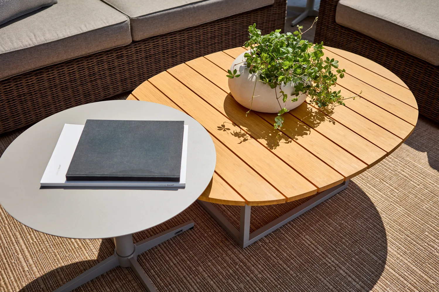 Mesa de centro Olive, Khaki-bambú, 110x80 cm Brafab