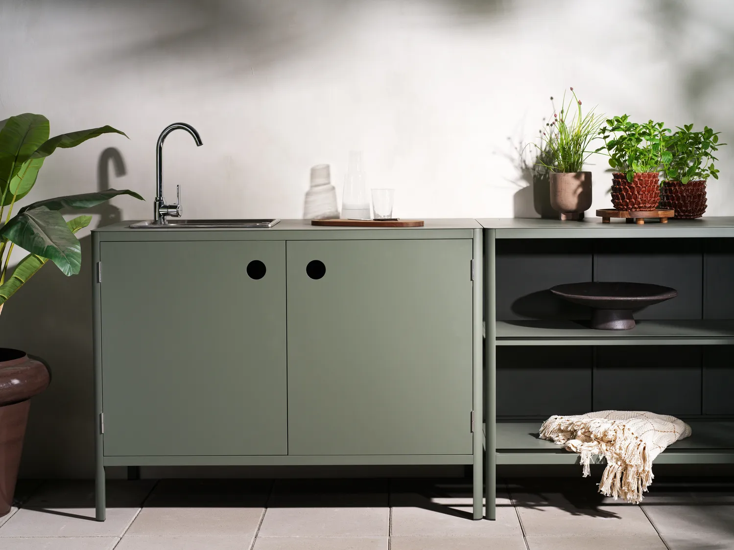 Módulo base de cocina exterior Kelia, Nordic green, 121x91x64 cm Brafab