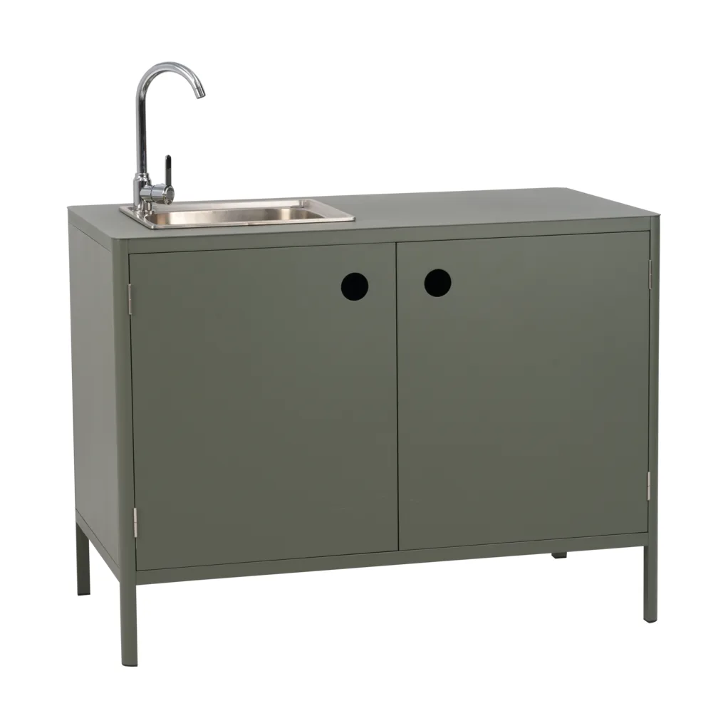 Mueble bajo de cocina exterior Kelia con fregadero, Nordic green, 121x90x64 Brafab