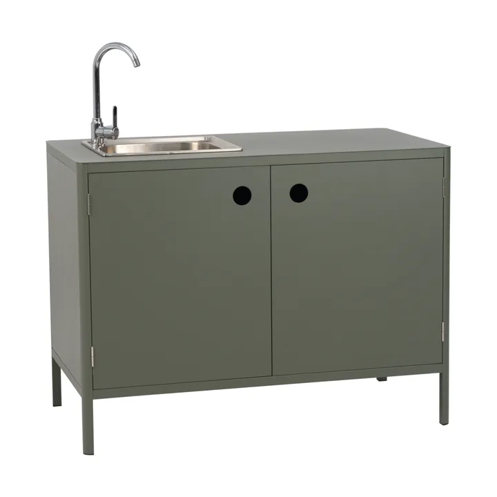 Mueble bajo de cocina exterior Kelia con fregadero - Nordic green, 121x90x64 - Brafab