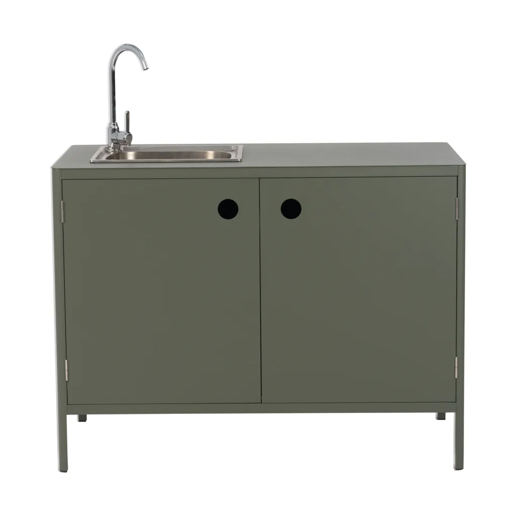 Mueble bajo de cocina exterior Kelia con fregadero, Nordic green, 121x90x64 Brafab