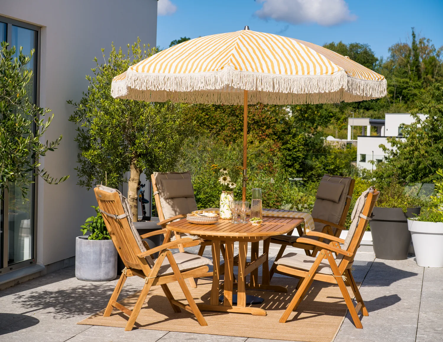 Parasol Gatsby, Yellow stripe, Ø256 cm Brafab