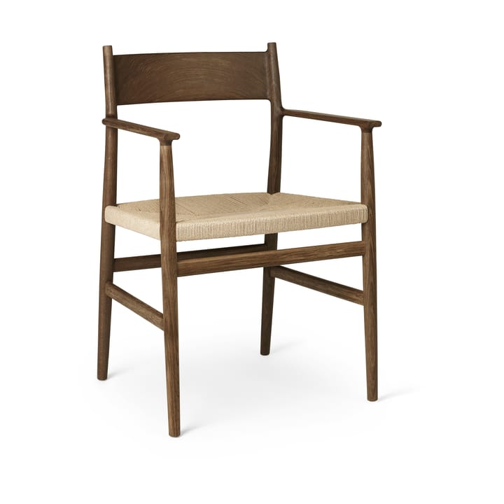 Silla con reposabrazos Arv asiento tejido - Roble aceitado ahumado-cordón de papel - Brdr. Krüger