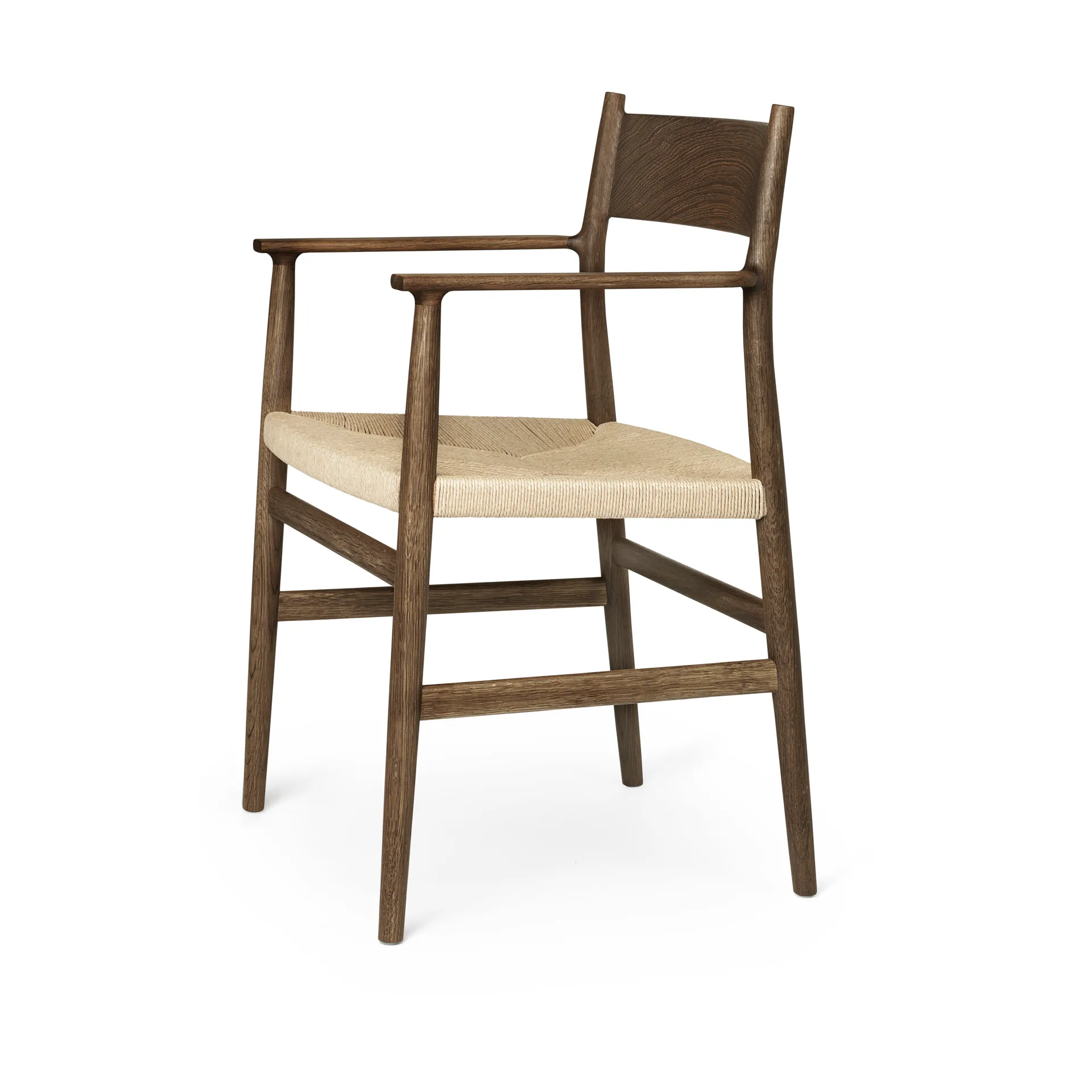 Silla con reposabrazos Arv asiento tejido, Roble aceitado ahumado-cordón de papel Brdr. Krüger