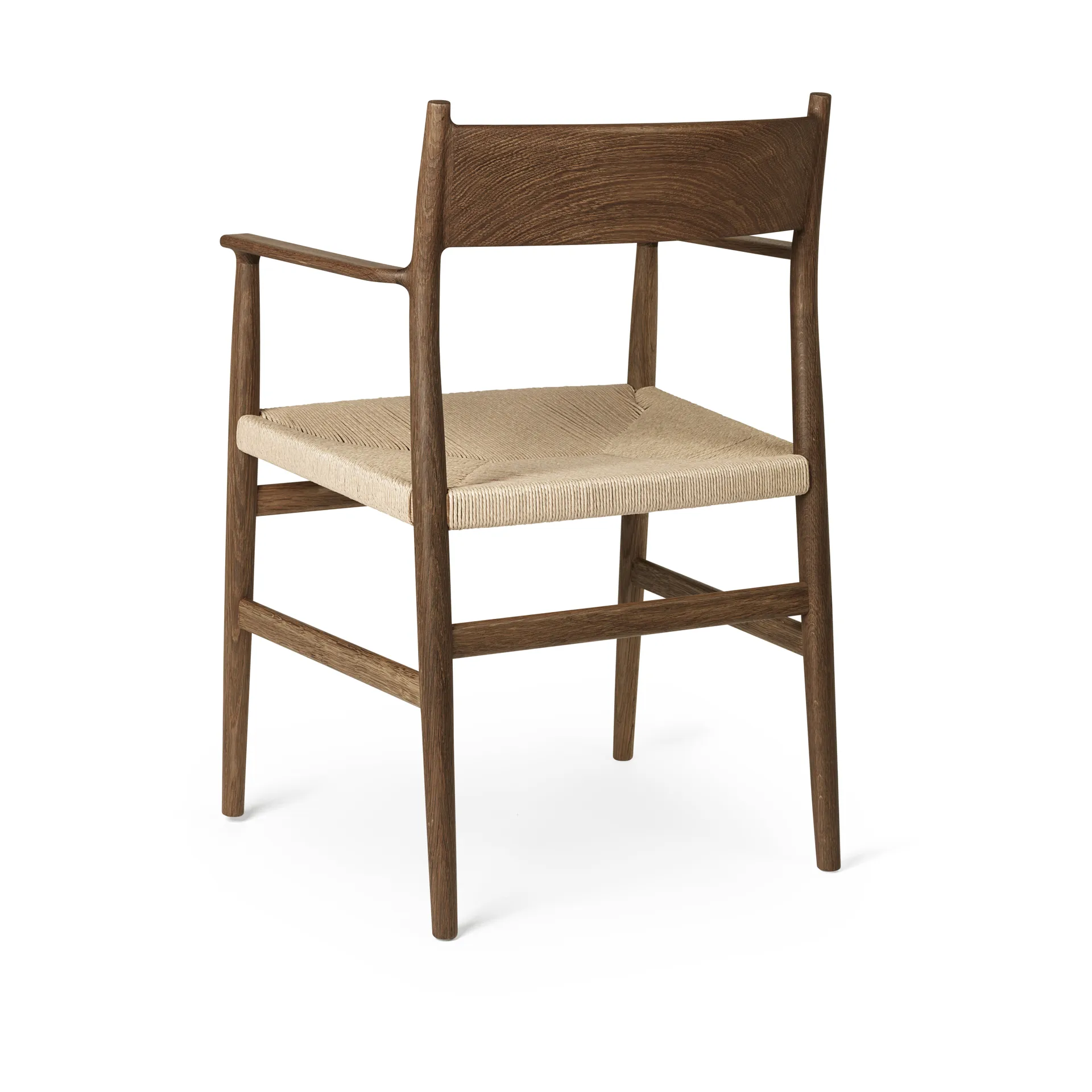 Silla con reposabrazos Arv asiento tejido, Roble aceitado ahumado-cordón de papel Brdr. Krüger