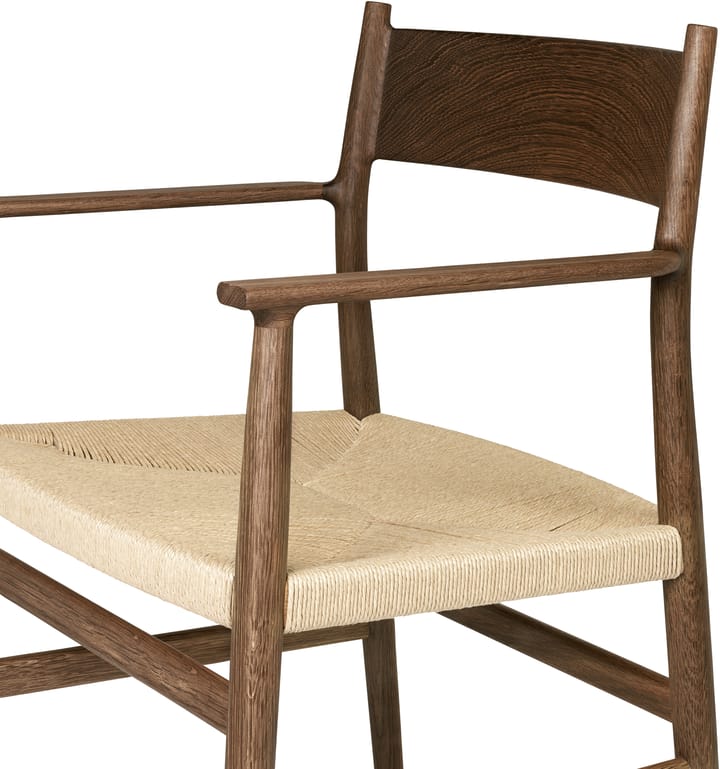 Silla con reposabrazos Arv asiento tejido, Roble aceitado ahumado-cordón de papel Brdr. Krüger
