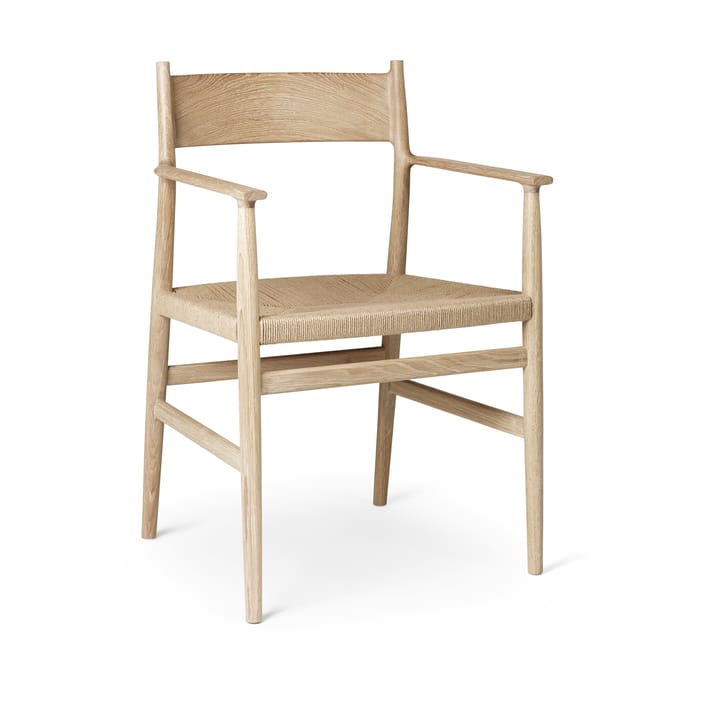 Silla con reposabrazos Arv asiento tejido - Roble aceitado blanco-cordón de papel - Brdr. Krüger