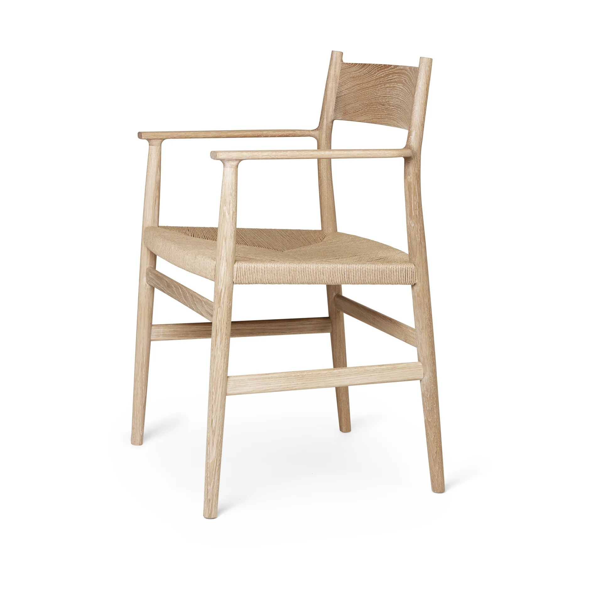Silla con reposabrazos Arv asiento tejido, Roble aceitado blanco-cordón de papel Brdr. Krüger
