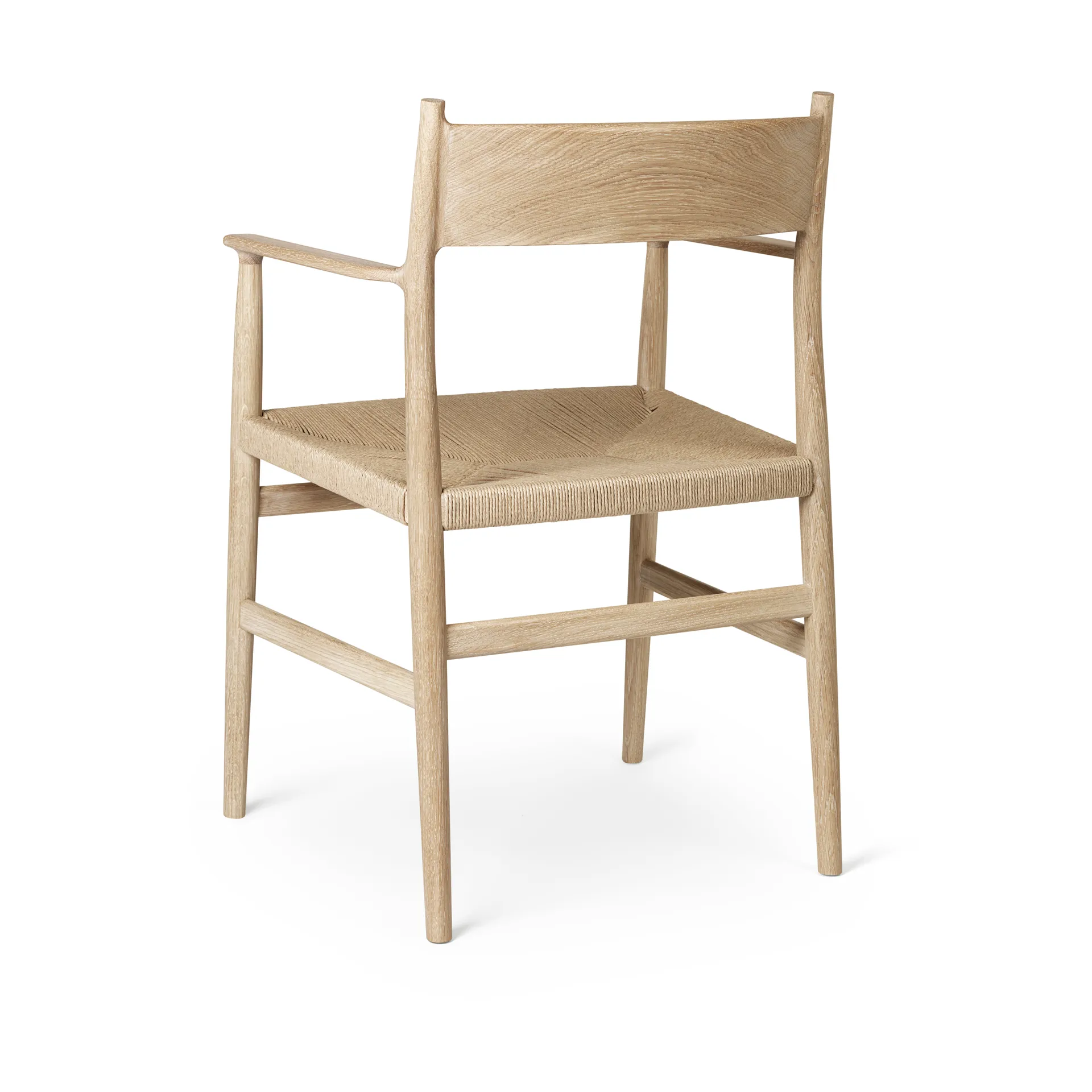 Silla con reposabrazos Arv asiento tejido, Roble aceitado blanco-cordón de papel Brdr. Krüger