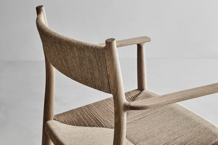 Silla con reposabrazos Arv asiento tejido, Roble aceitado blanco-cordón de papel Brdr. Krüger