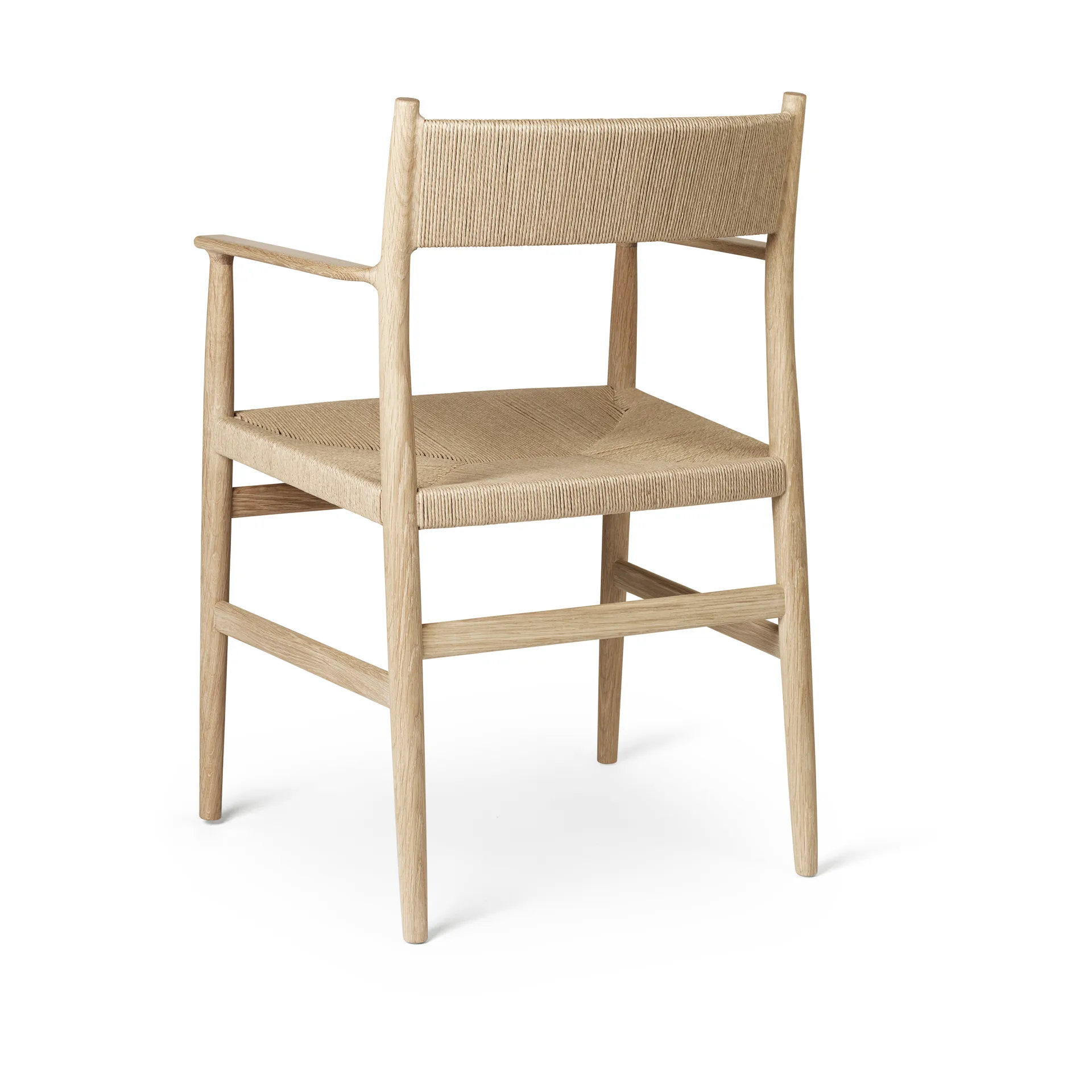 Silla con reposabrazos Arv respaldo y asiento tejidos, Roble aceitado blanco-cordón de papel Brdr. Krüger
