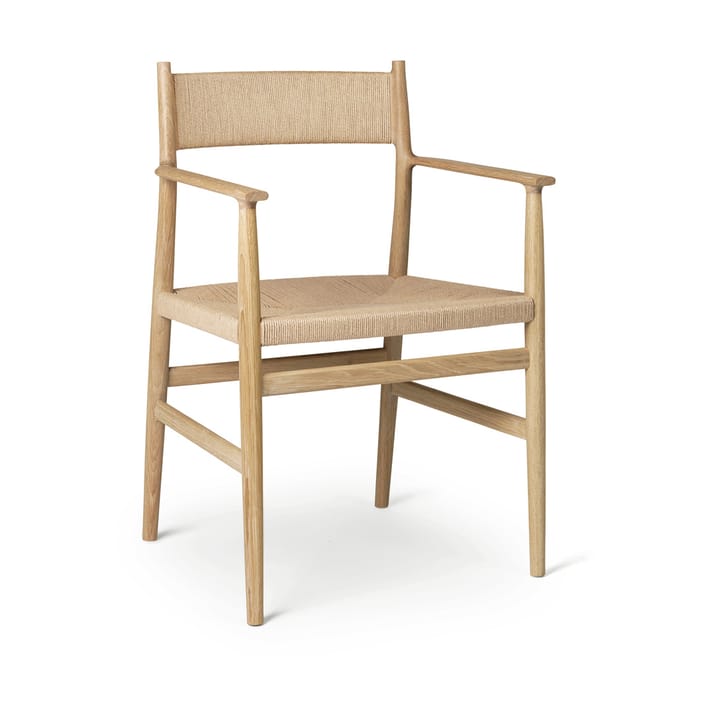 Silla con reposabrazos Arv respaldo y asiento tejidos - Roble aceitado-cordón de papel - Brdr. Krüger