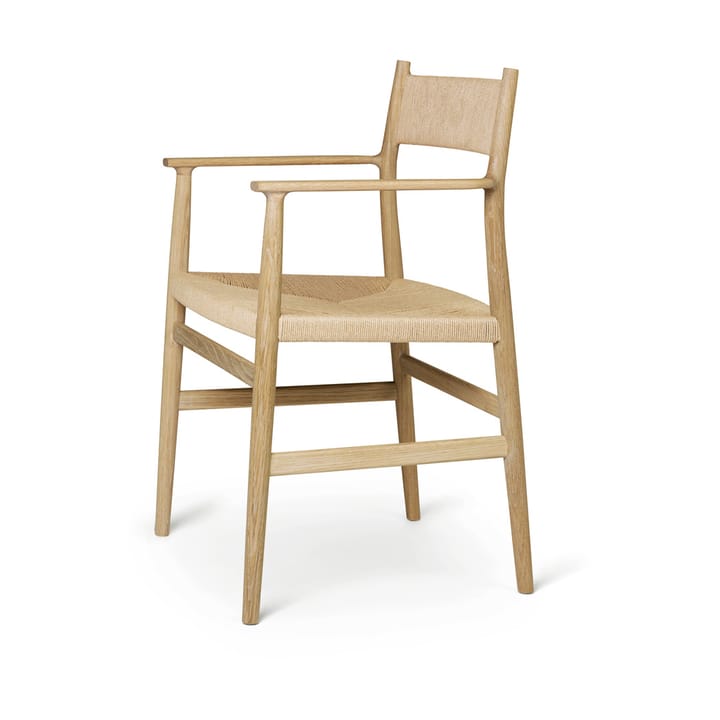 Silla con reposabrazos Arv respaldo y asiento tejidos, Roble aceitado-cordón de papel Brdr. Krüger