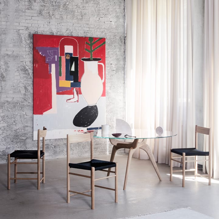 Silla F, Negro fresno, asiento cuerda negra Brdr. Krüger