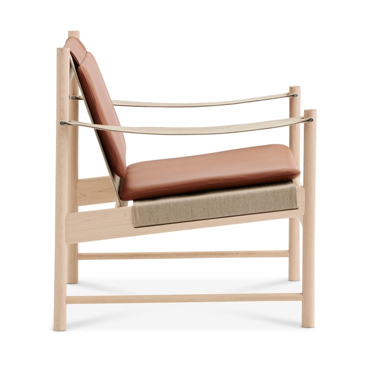 Sillón HB, Arce aceitado blanco-cuero brandy Brdr. Krüger