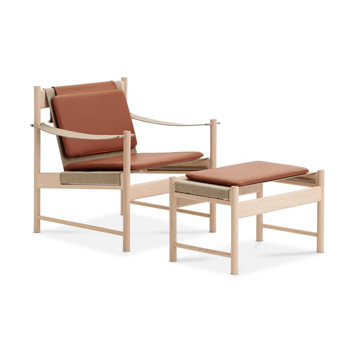 Sillón HB, Arce aceitado blanco-cuero brandy Brdr. Krüger