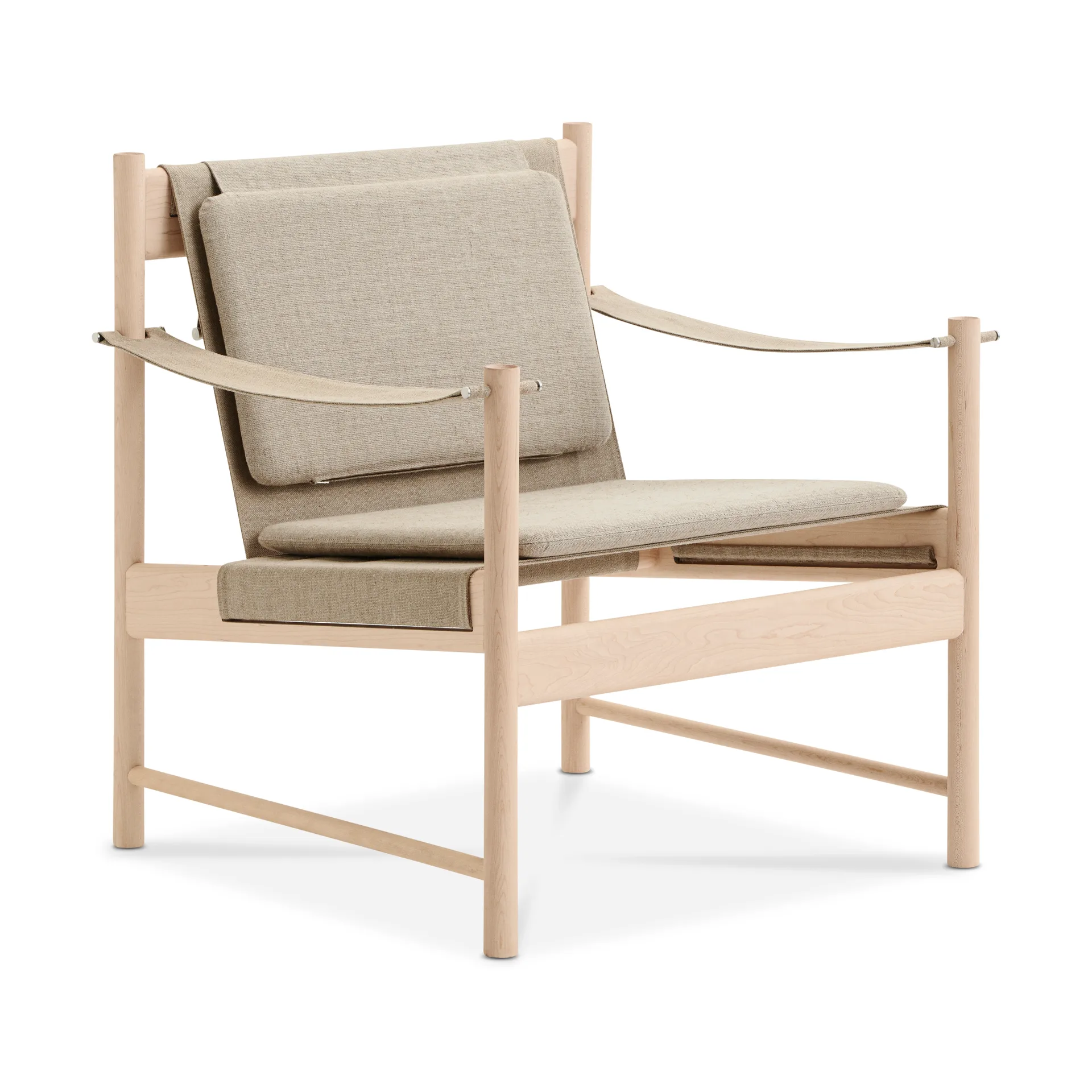 Sillón HB, Arce aceitado blanco-lona natural Brdr. Krüger