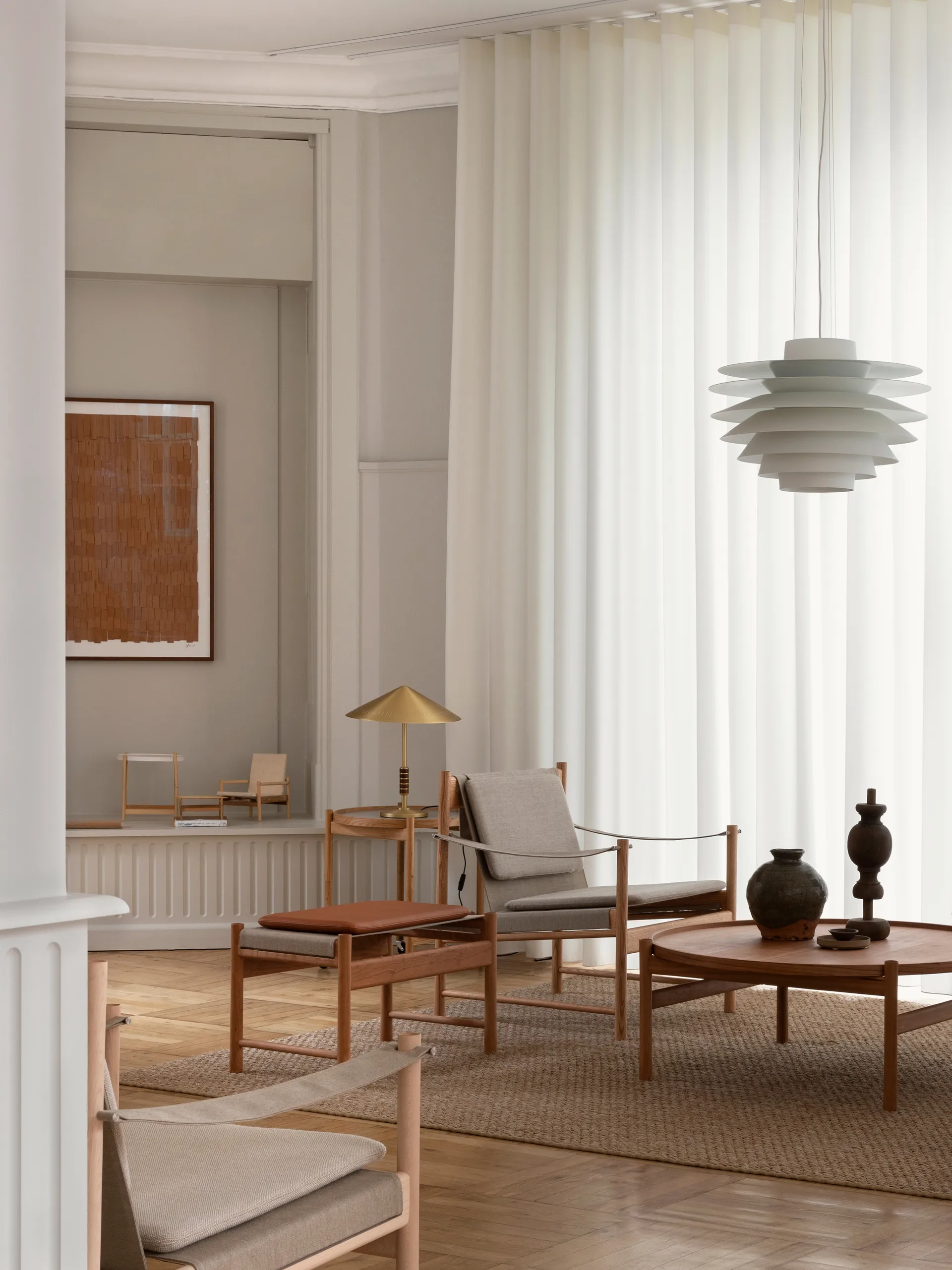 Sillón HB, Roble aceitado ahumado-lona natural Brdr. Krüger