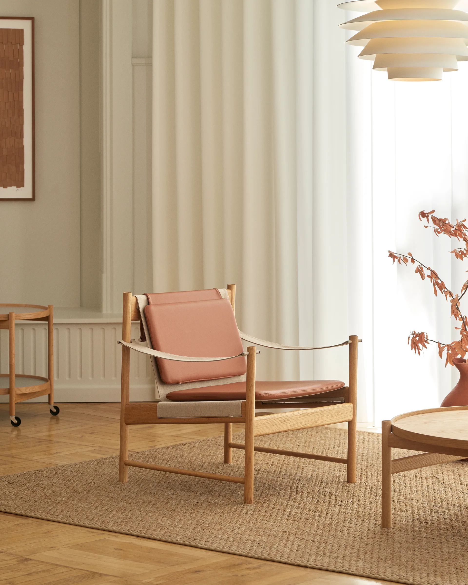 Sillón HB, Roble aceitado-cuero brandy Brdr. Krüger