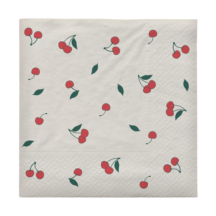 20 Servilletas Cherry 33x33 cm - Off white-red - Broste Copenhagen