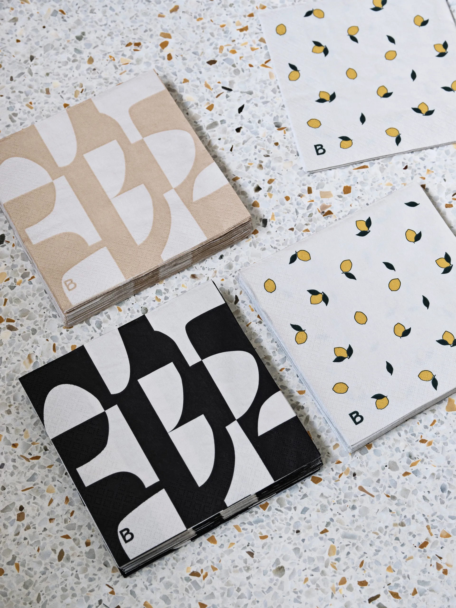 22 Servilletas Lemon 33x33 cm, Off white-yellow Broste Copenhagen