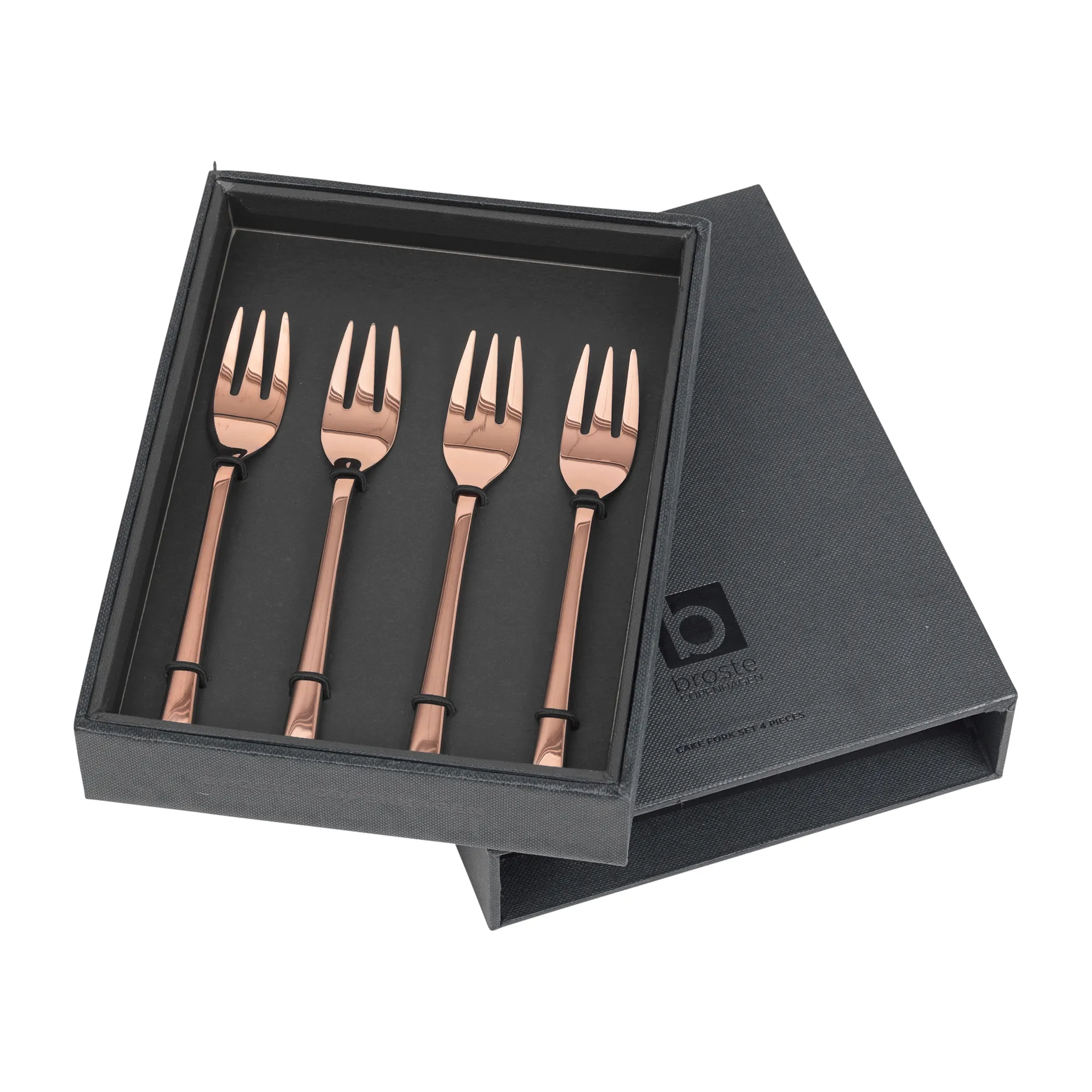 4 Tenedores para tarta Hune, titanium espresso Broste Copenhagen
